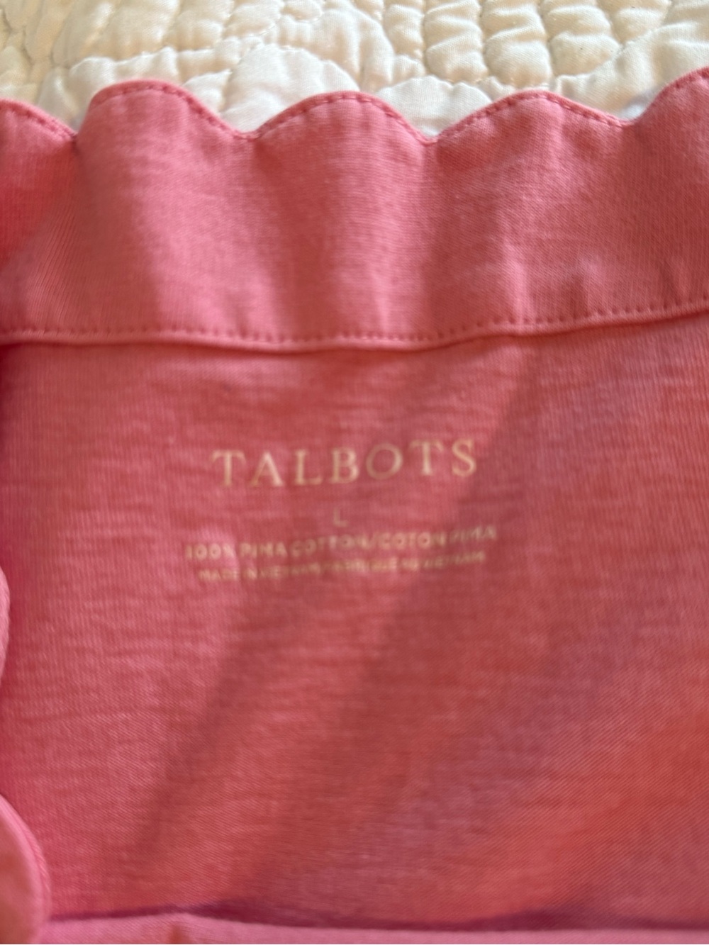 Talbots Pink Short-Sleeve Ruffle Neck Tee - Picture 3 of 4